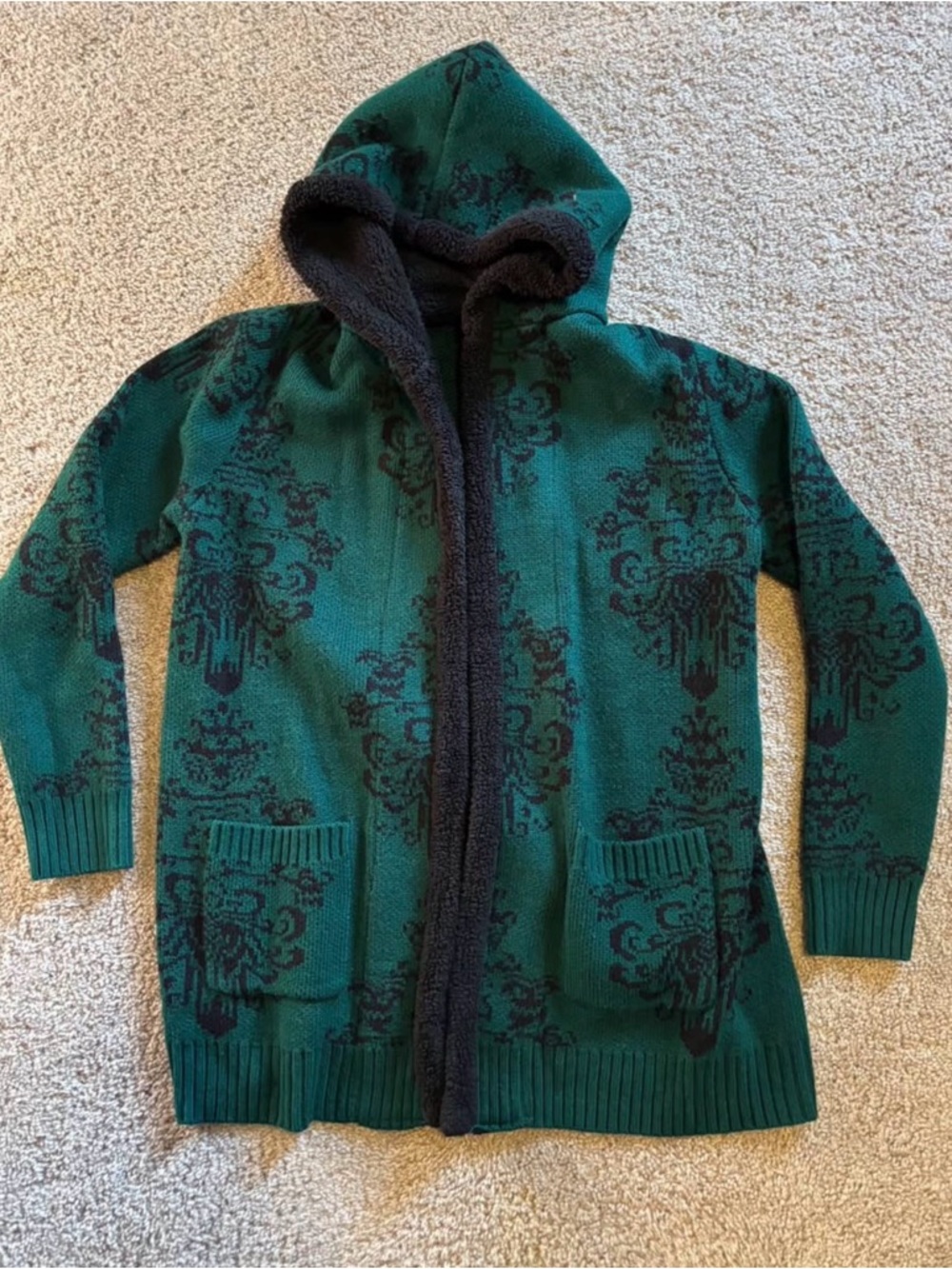 Disney Her Universe The Haunted Mansion Green Wallpaper Sherpa Cardigan